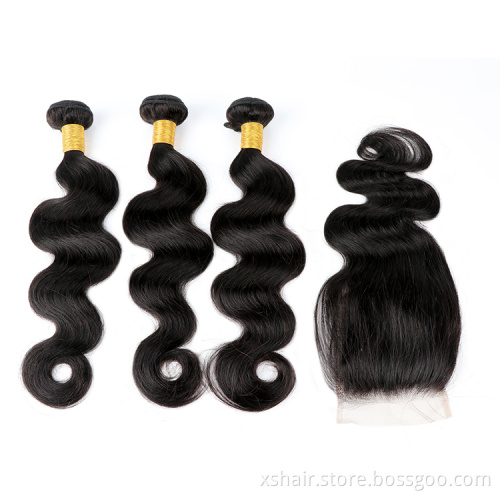 Body wave straight 10-28 inchs human hair bundles deep curly remy human virgin hair with 13x4 Lace Closure free sample